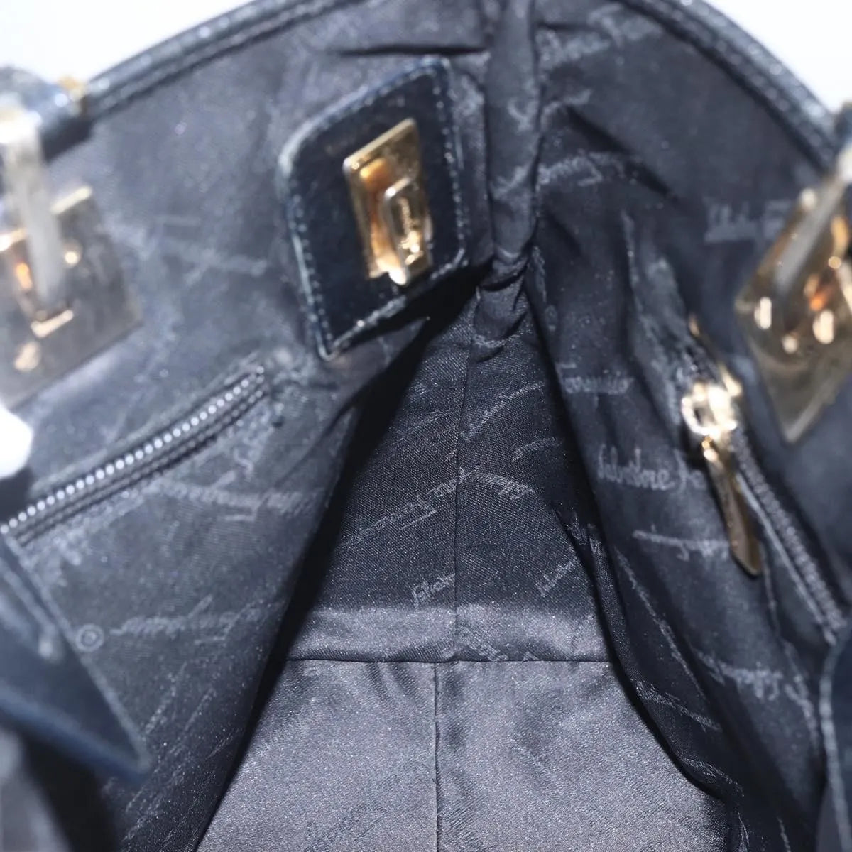 Salvatore Ferragamo Vintage Nylon Black Nylon Tote Bag Bag (Pre-Owned)