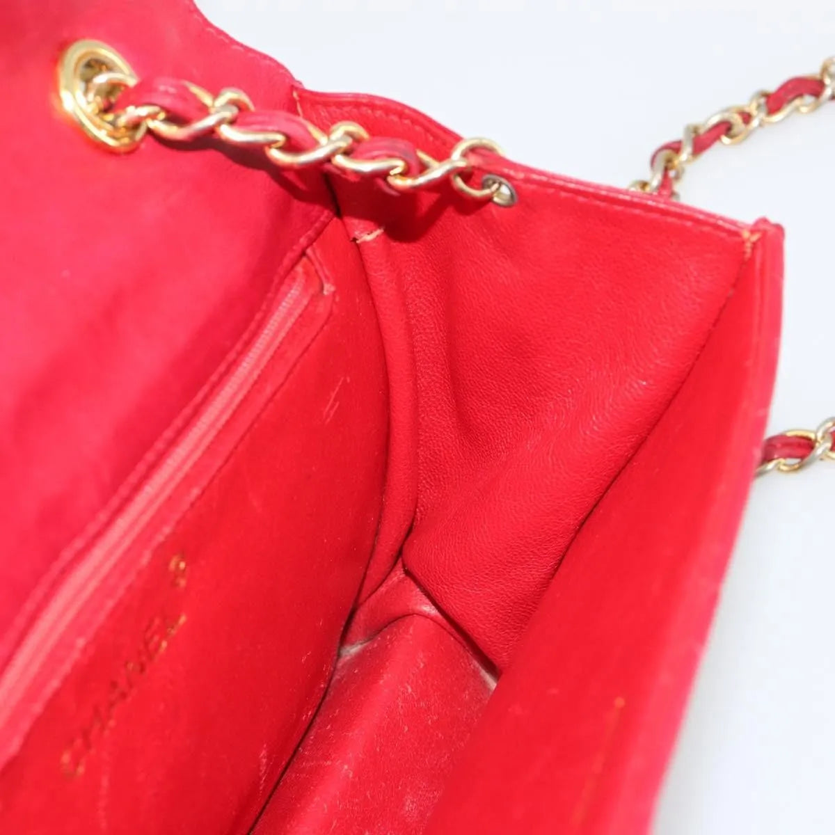 Chanel Vintage Tassel Flap Quilted Lambskin Red Leather Shoulder Bag Bag (Pre-Owned)