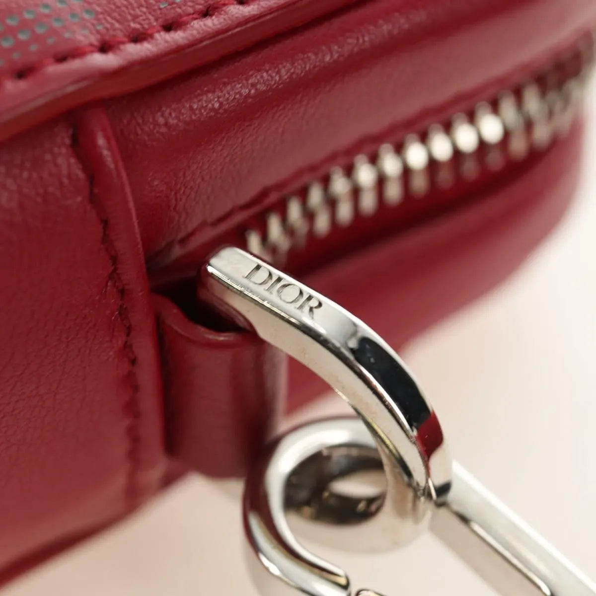 Christian Dior World Tour Zip Messenger Oblique Galaxy Leather Red Canvas Shoulder Bag Bag (Pre-Owned)