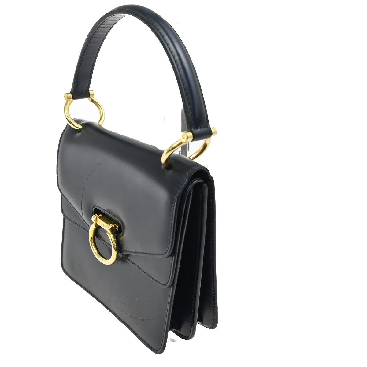 Celine Gancini Leather Navy Leather Handbag (Pre-Owned)