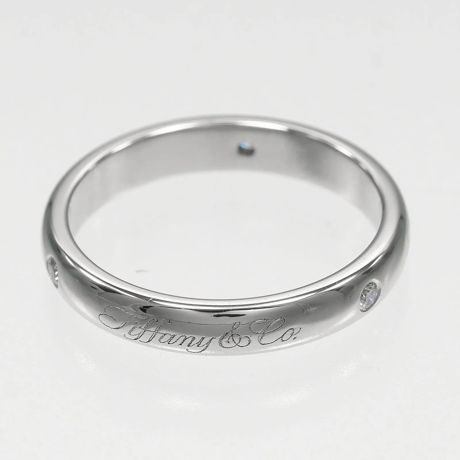 Tiffany & Co. Notes Wedding Band Platinum With Diamonds Silver Platinum Ring Jewelry (Pre-Owned)