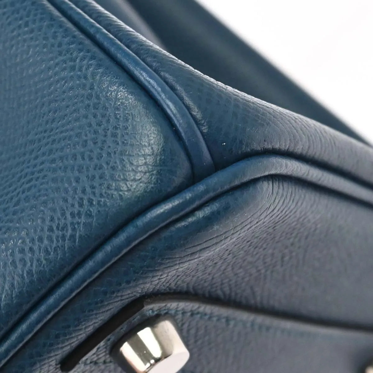 Hermes Birkin Blue Togo With Palladium Hardware Blue Leather Handbag (Pre-Owned)
