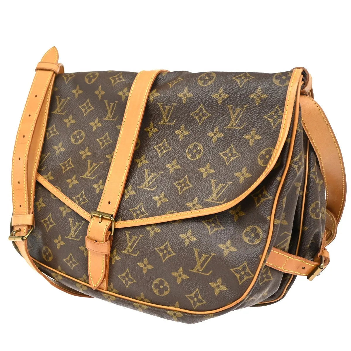 Louis Vuitton Saumur Monogram Canvas Brown Canvas Shoulder Bag Bag (Pre-Owned)