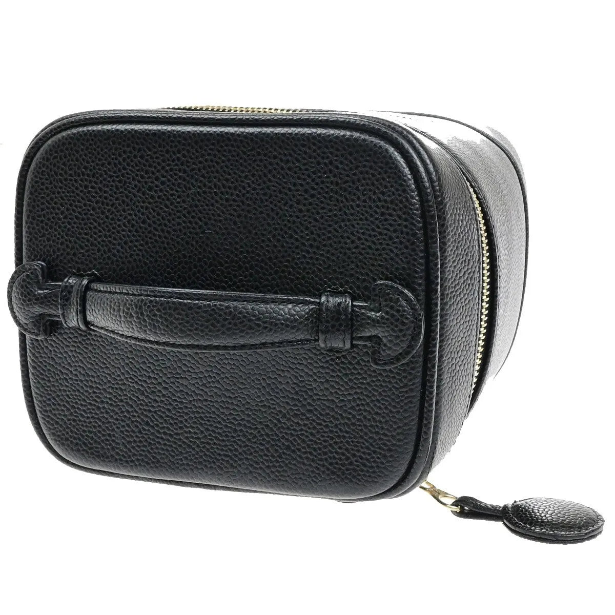 Chanel Vintage Timeless Cosmetic Case Caviar Black Calfskin Handbag (Pre-Owned)