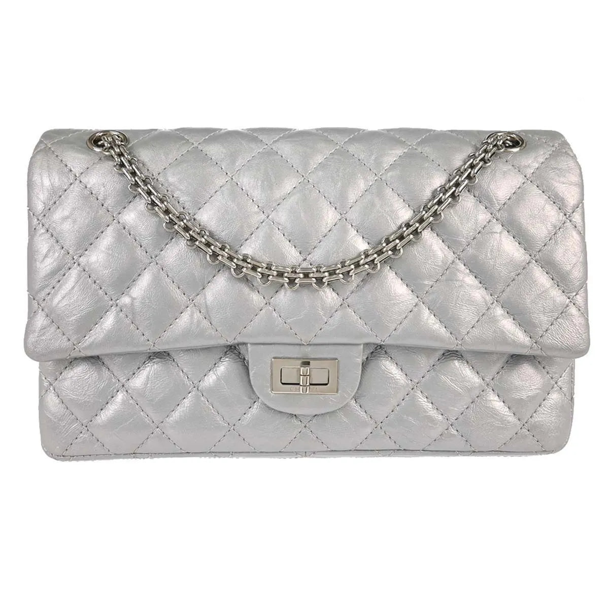 Chanel Reissue 2.55 Double Compartment Flap Quilted Aged Calfskin Silver Calfskin Shoulder Bag Bag (Pre-Owned)