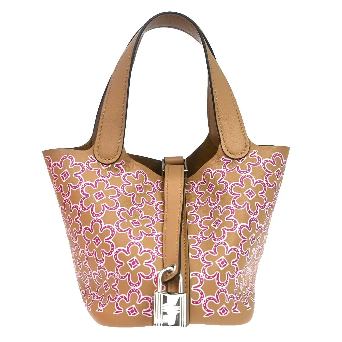 Hermes Picotin Lock Lucky Daisy Printed Swift Beige Leather Handbag (Pre-Owned)