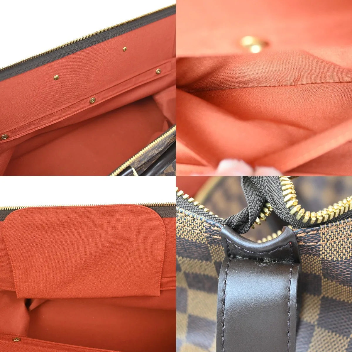 Louis Vuitton Grimaud Handbag Damier Brown Leather Travel Bag Bag (Pre-Owned)