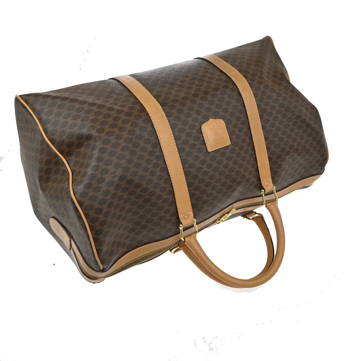 Celine Vintage Duffle Macadam Coated Canvas Brown Pvc Travel Bag Bag (Pre-Owned)
