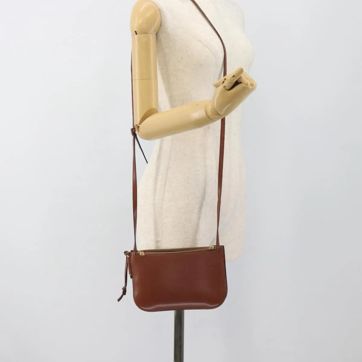 Loewe Gate Double Zip Leather Brown Leather Shoulder Bag Bag (Pre-Owned)