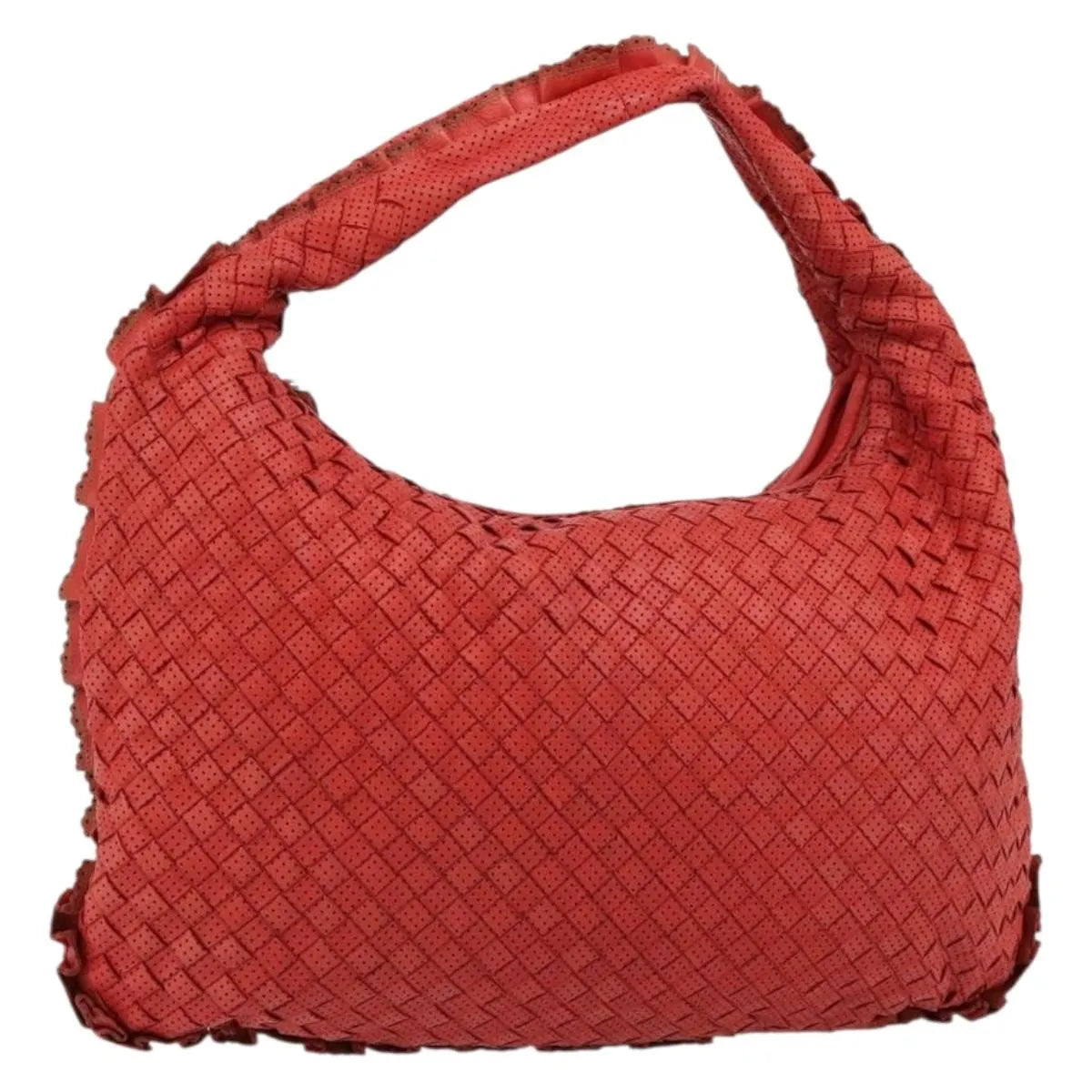 Bottega Veneta Intrecciato Shoulder Leather Red Leather Shoulder Bag Bag (Pre-Owned)