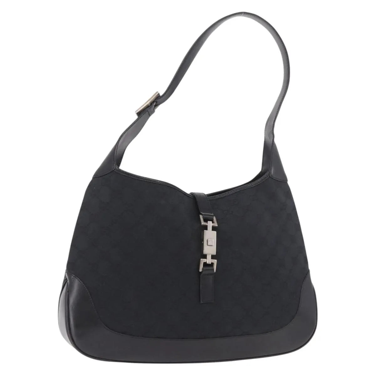 Gucci Vintage Jackie O Hobo Canvas And Leather Black Canvas Shoulder Bag Bag (Pre-Owned)