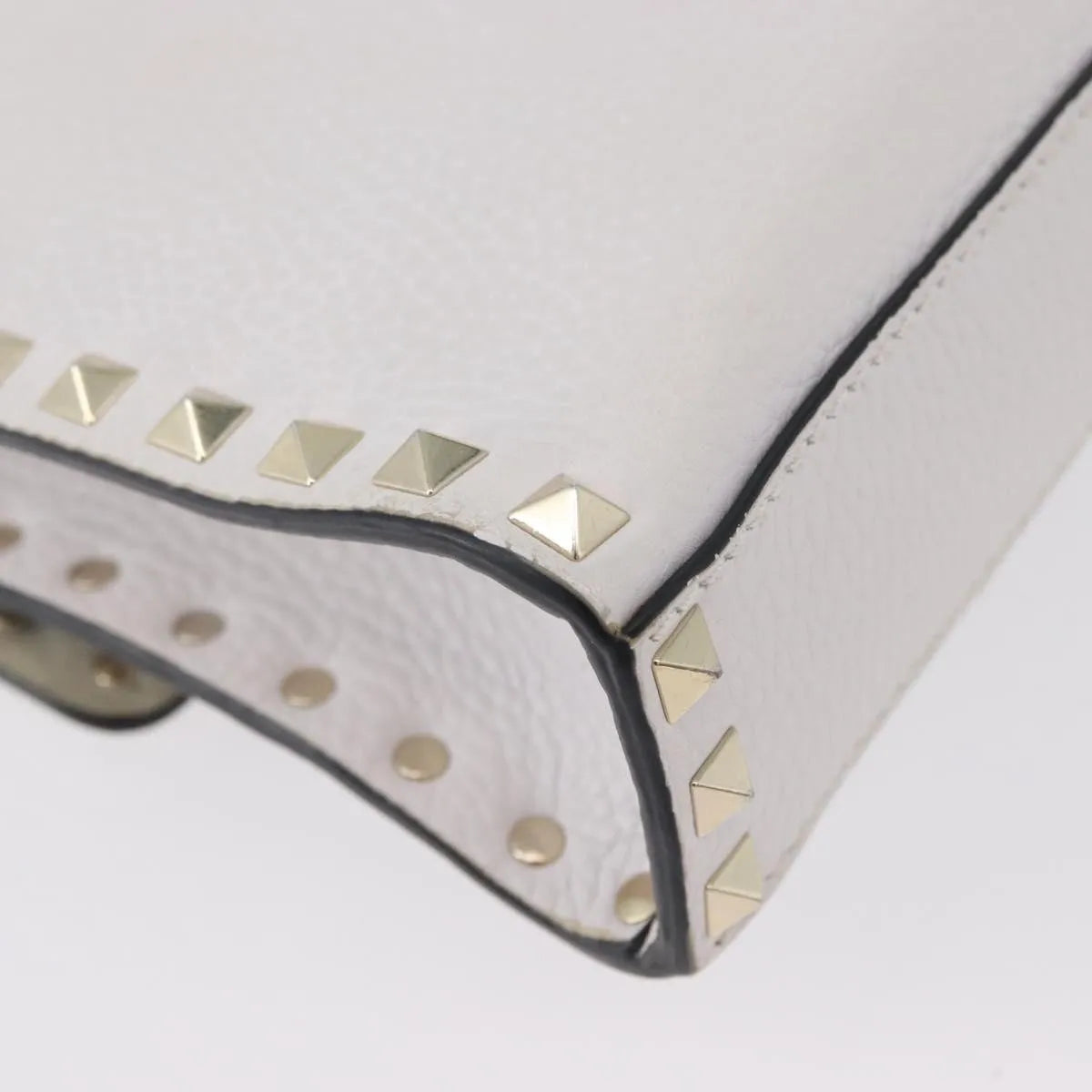 Valentino Garavani Rockstud Flip Lock Flap Leather White_Gold Leather Shoulder Bag Bag (Pre-Owned)