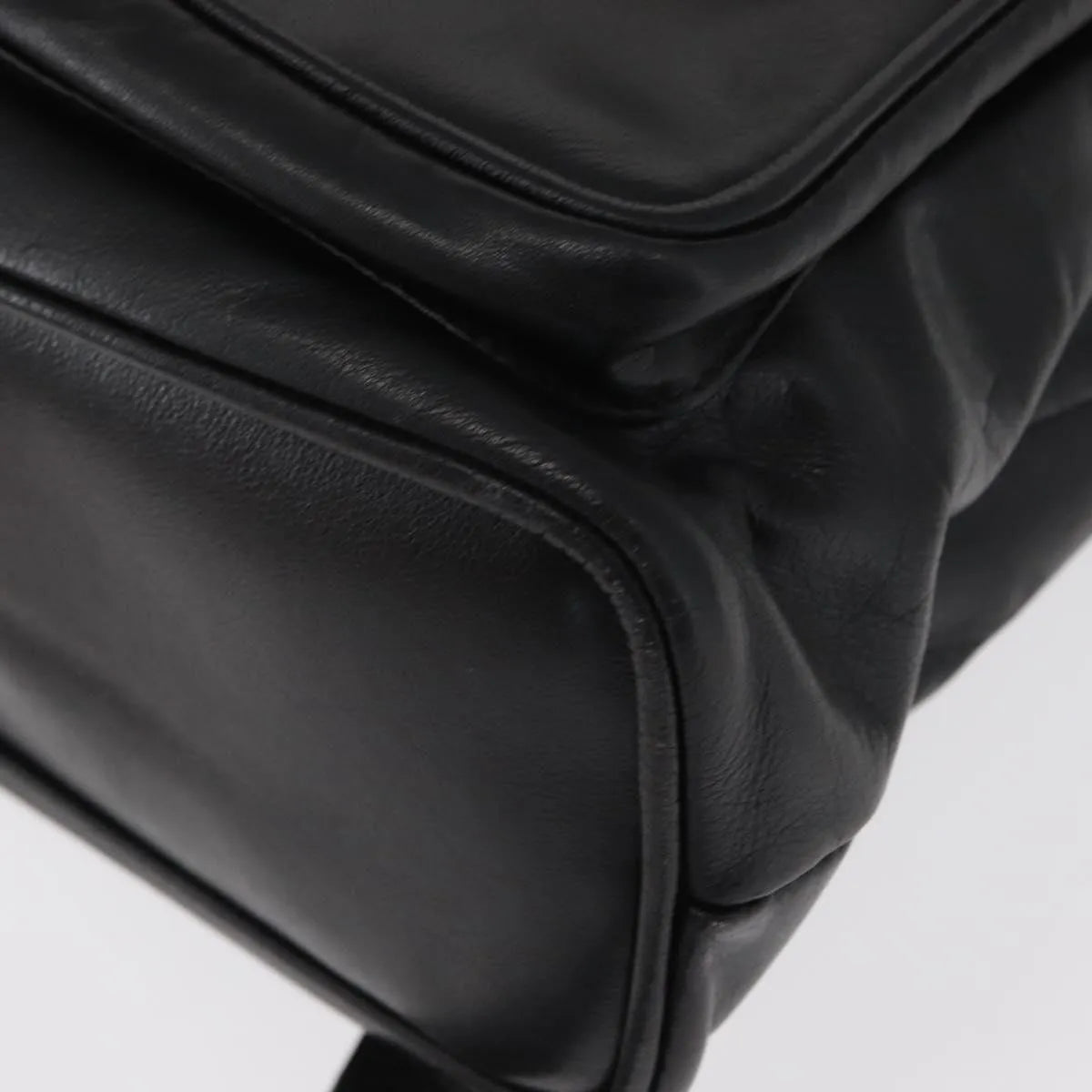 Gucci Vintage Bamboo Leather Black Leather Backpack Bag (Pre-Owned)