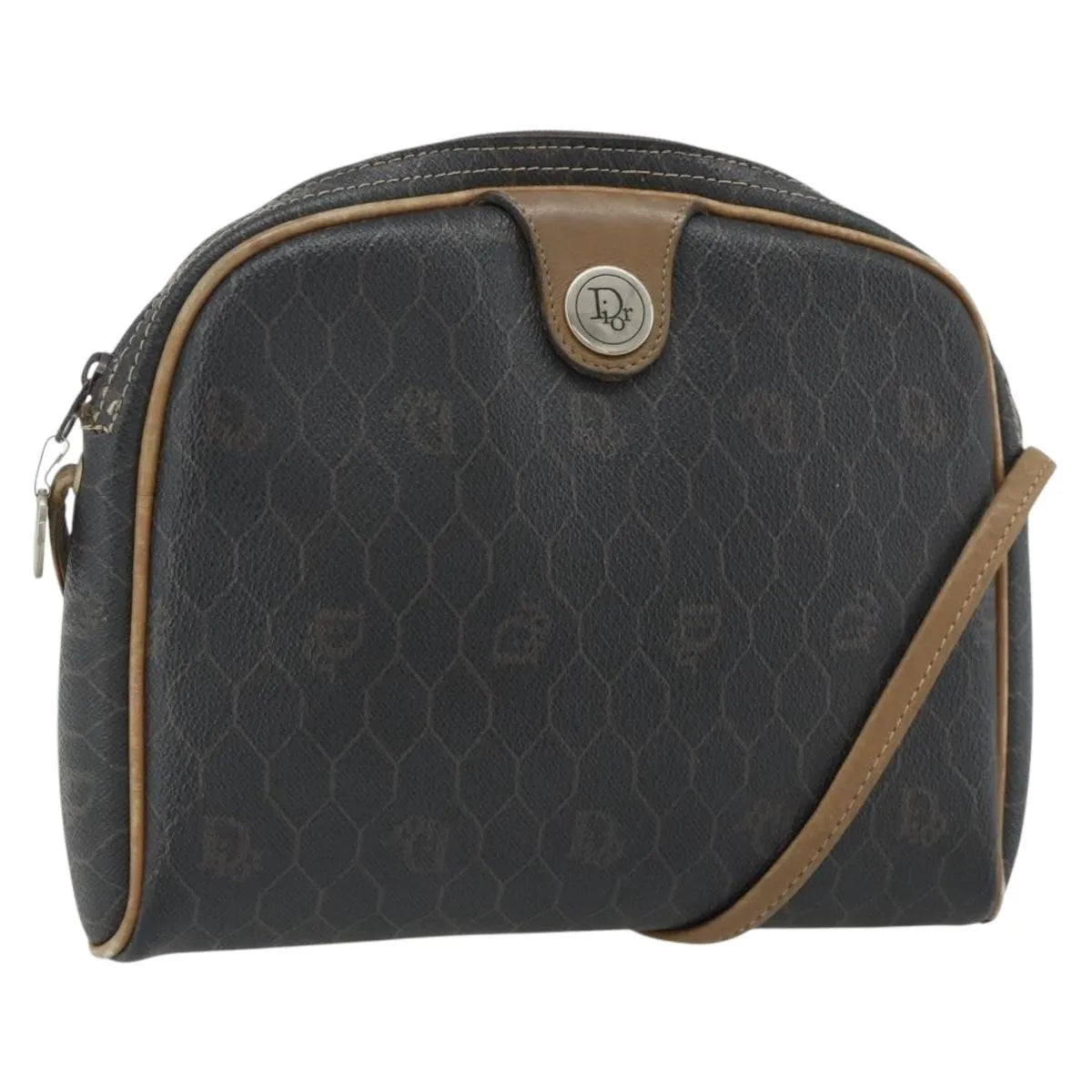 Christian Dior Vintage Honeycomb Canvas Black Canvas Shoulder Bag Bag (Pre-Owned)