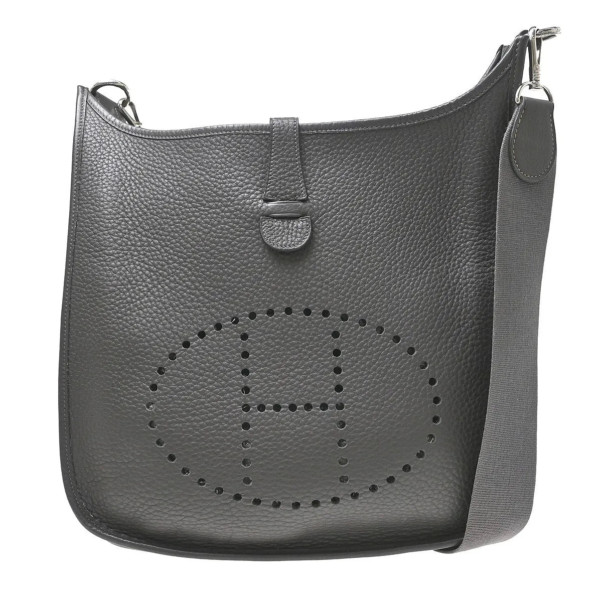 Hermes Evelyne Bag Gen I Clemence Gray Leather Handbag (Pre-Owned)