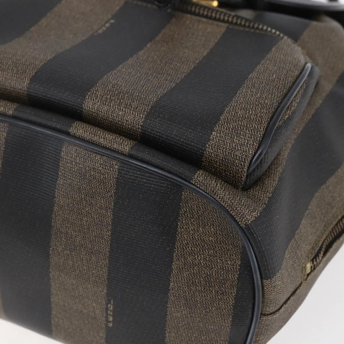 Fendi Vintage Pequin Logo Coated Canvas Brown Canvas Backpack Bag (Pre-Owned)