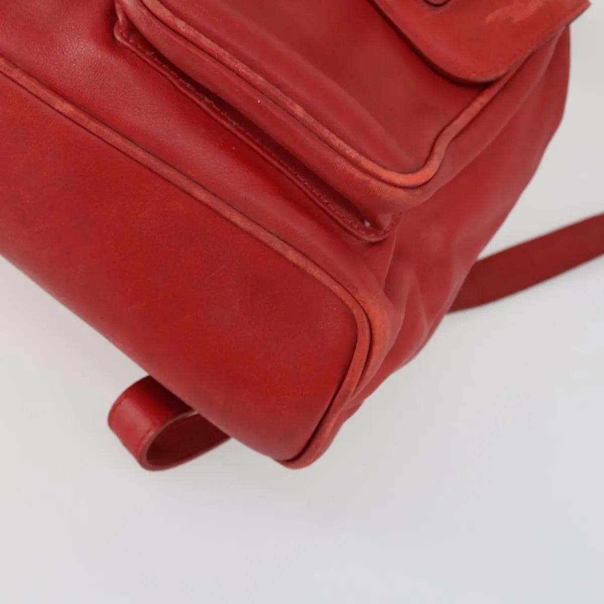 Gucci Vintage Bamboo Leather Red Leather Backpack Bag (Pre-Owned)