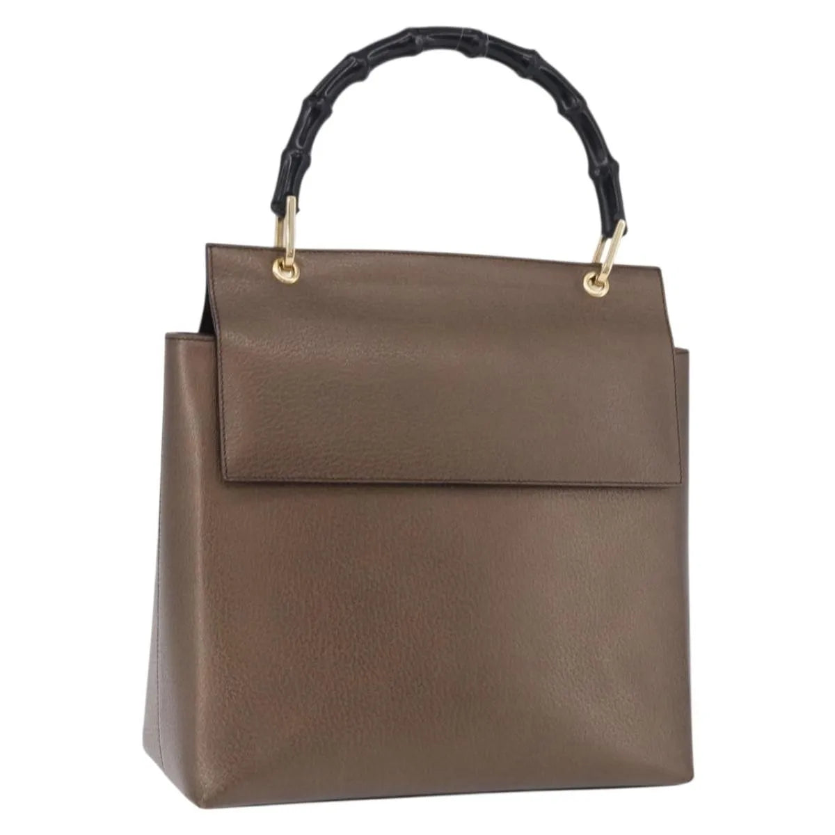 Gucci Vintage Bamboo Handle Leather Brown Leather Handbag (Pre-Owned)