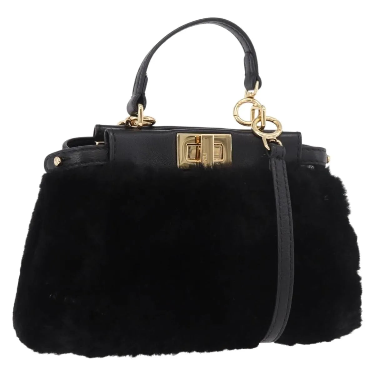 Fendi Peekaboo Fur Black Fur Handbag (Pre-Owned)
