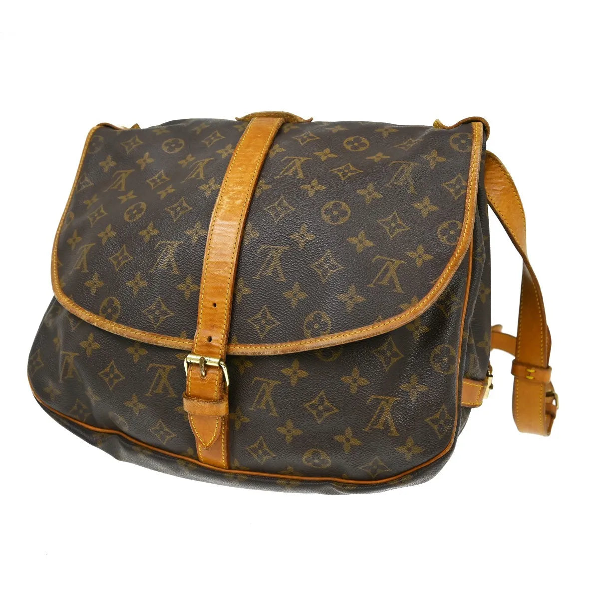 Louis Vuitton Saumur Monogram Canvas Brown Canvas Shoulder Bag Bag (Pre-Owned)