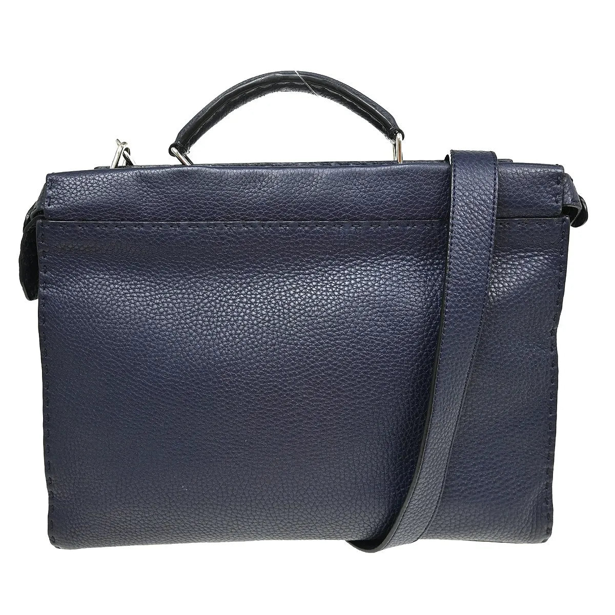 Fendi Selleria Peekaboo Fit Leather Navy Leather Handbag (Pre-Owned)