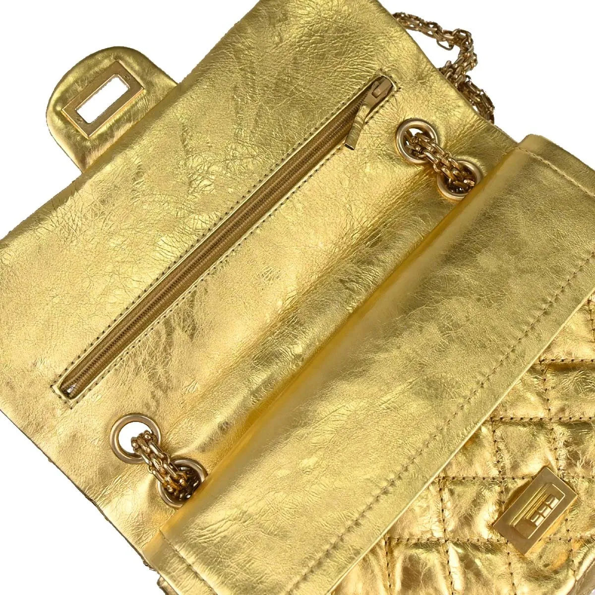 Chanel Reissue 2.55 Flap Metallic Leather Gold Calfskin Handbag (Pre-Owned)
