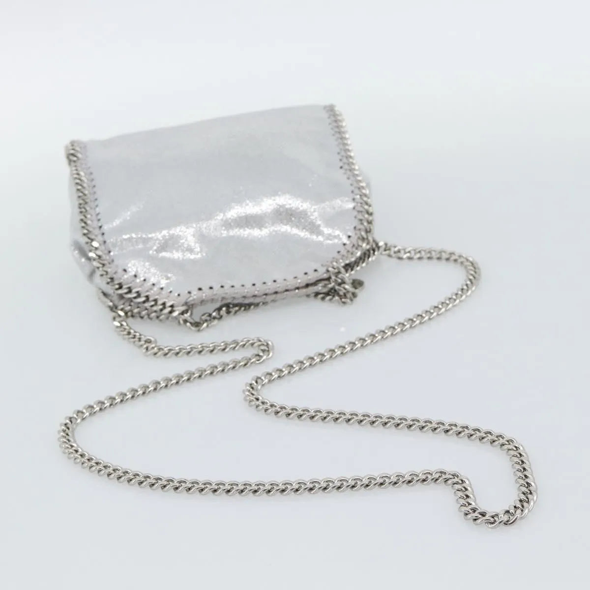 Stella Mccartney Falabella Fold Over Faux Leather Silver Polyester Shoulder Bag Bag (Pre-Owned)