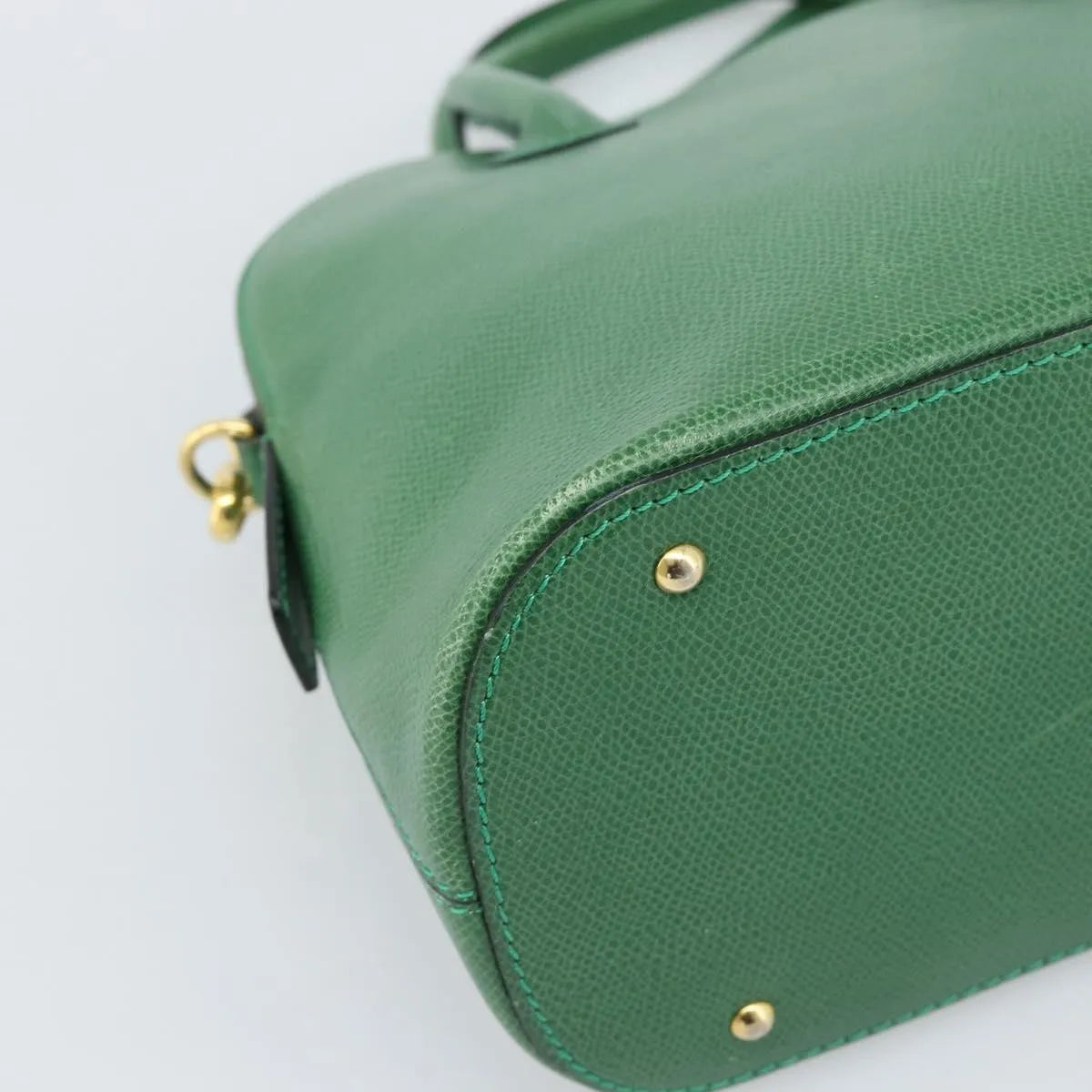 Celine Vintage Convertible Bowler Leather Green Leather Handbag (Pre-Owned)