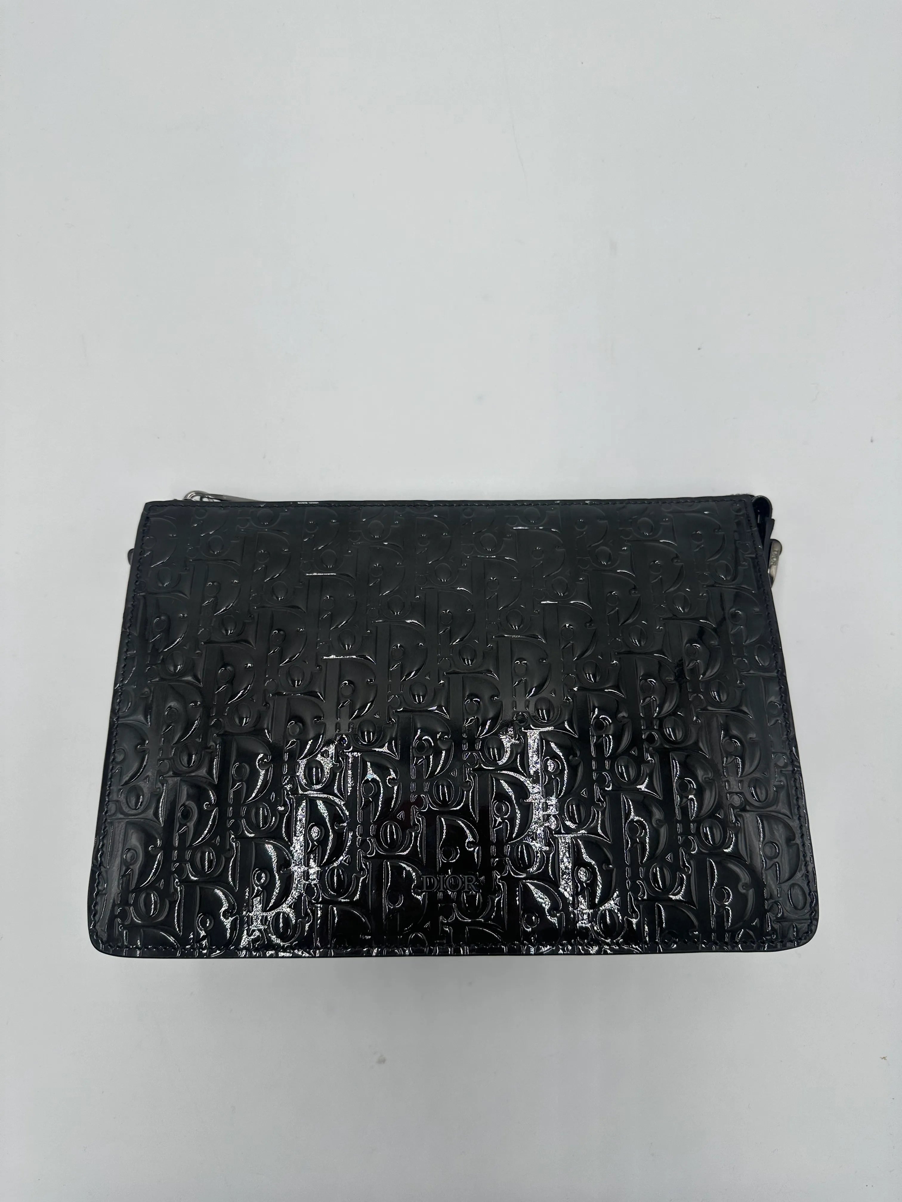 Christian Dior Zip Pouch Leather Black Leather Crossbody Bag Bag (Pre-Owned)