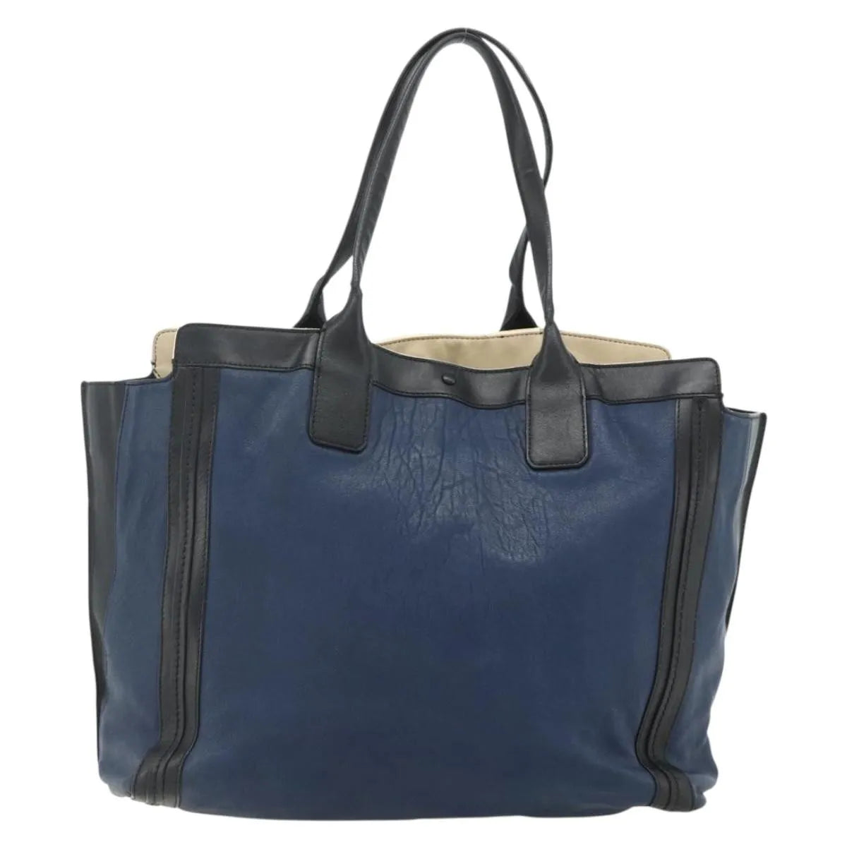 Chloe Alice Tote Leather Navy Leather Tote Bag Bag (Pre-Owned)