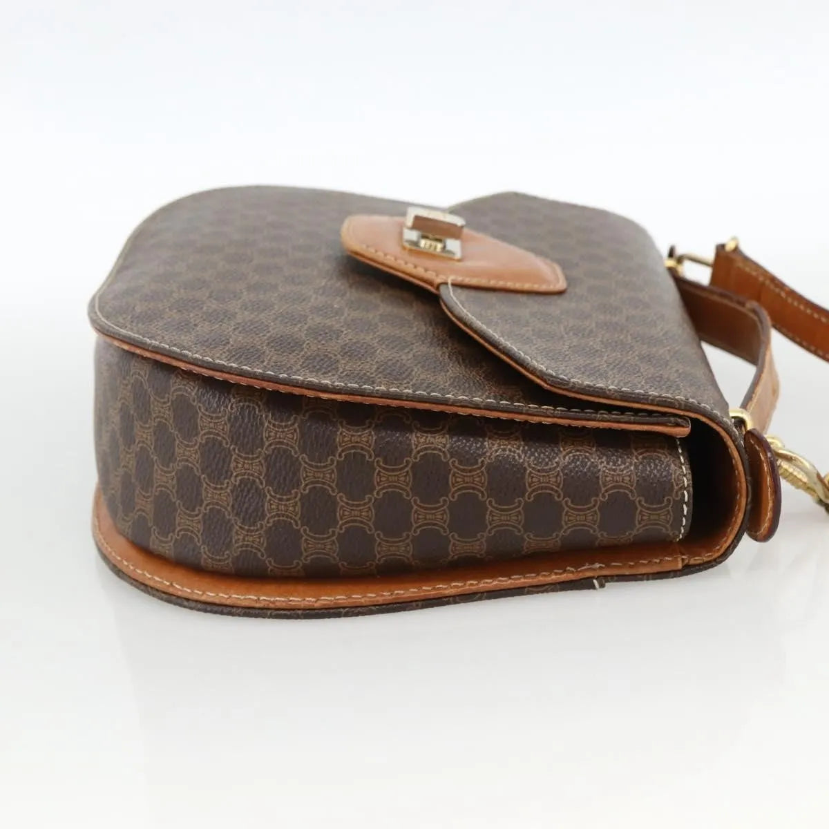 Celine Vintage Macadam Canvas And Leather Brown Canvas Handbag (Pre-Owned)