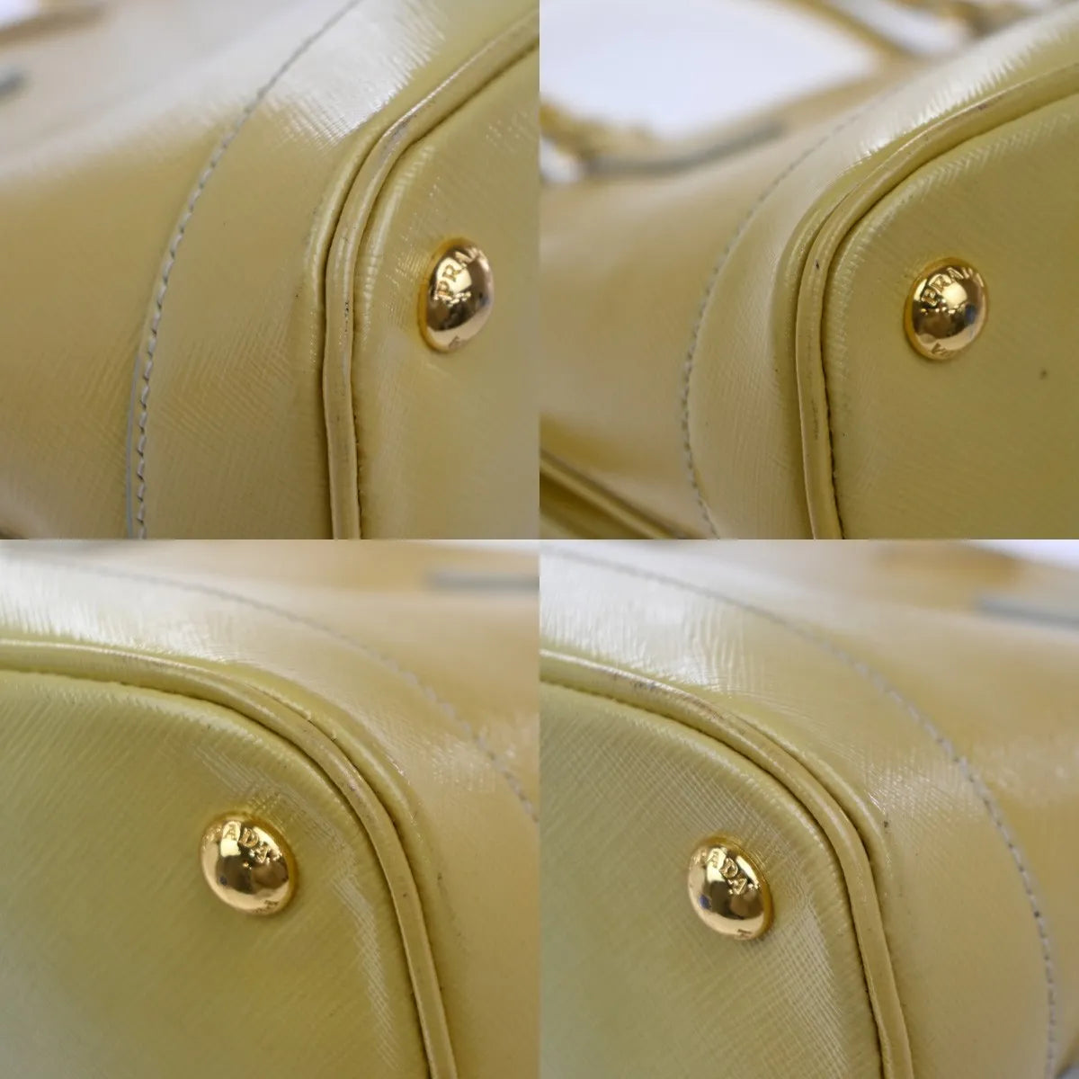 Prada Open Promenade Saffiano Leather Yellow Leather Handbag (Pre-Owned)