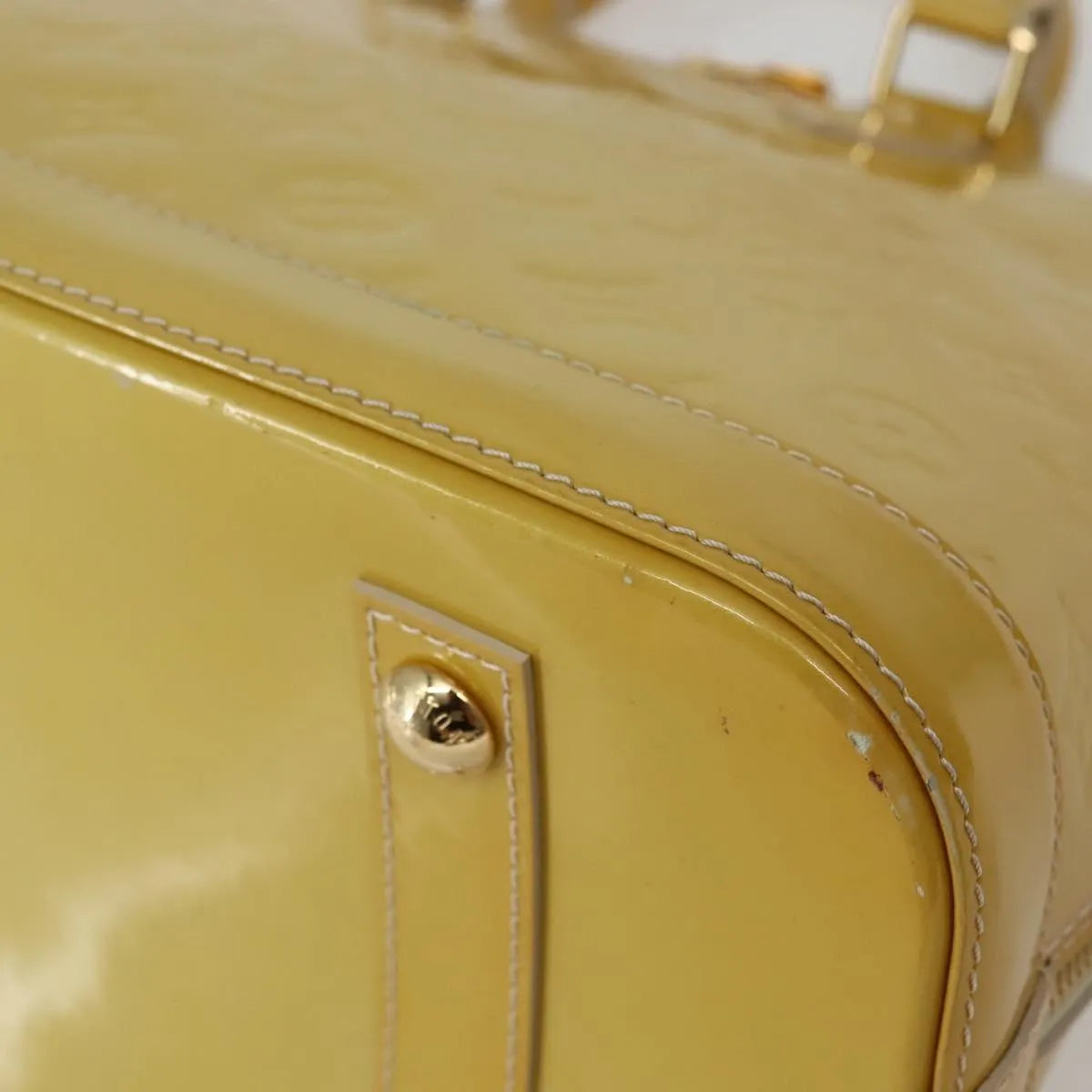 Louis Vuitton Alma Monogram Vernis Beige Patent_Leather Handbag (Pre-Owned)