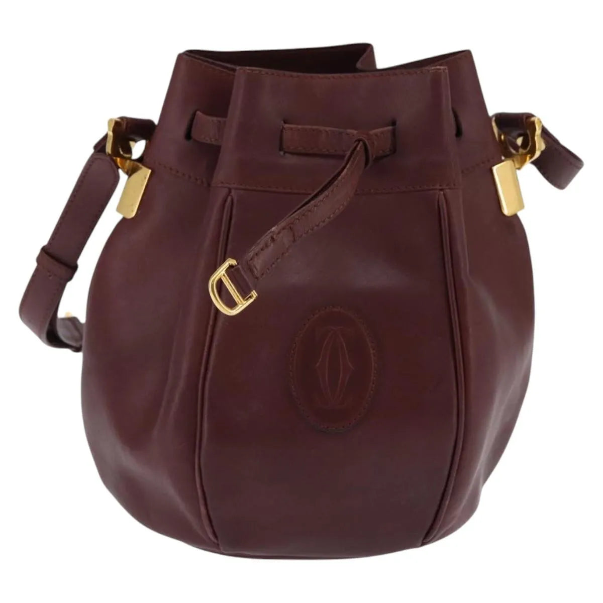 Cartier Must De Cartier Leather Burgundy Leather Shoulder Bag Bag (Pre-Owned)