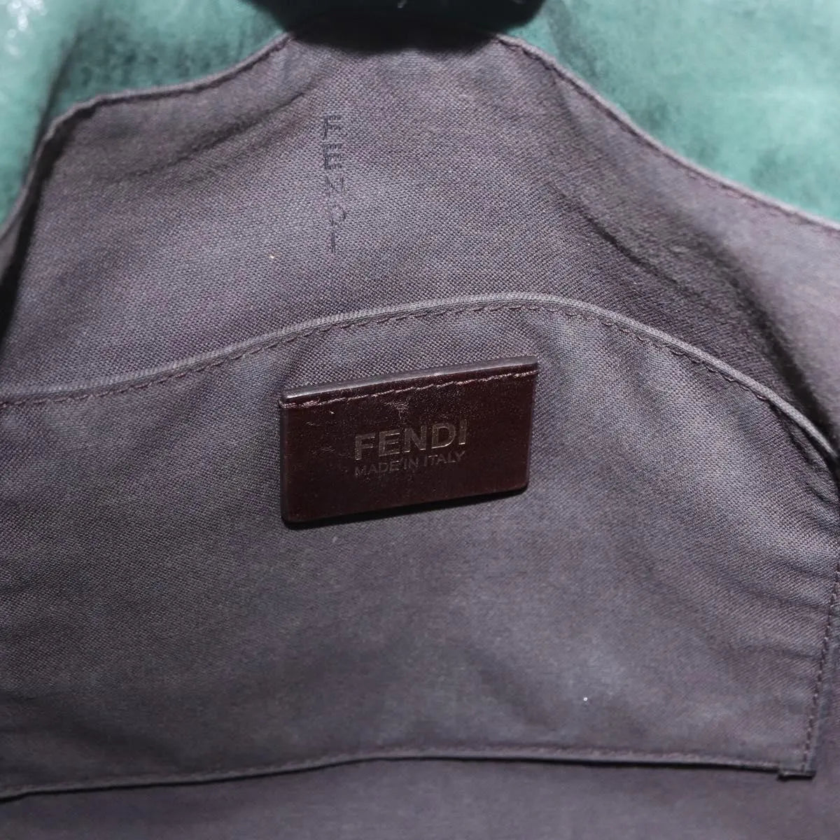 Fendi Vintage Tote Leather Green Leather Shoulder Bag Bag (Pre-Owned)
