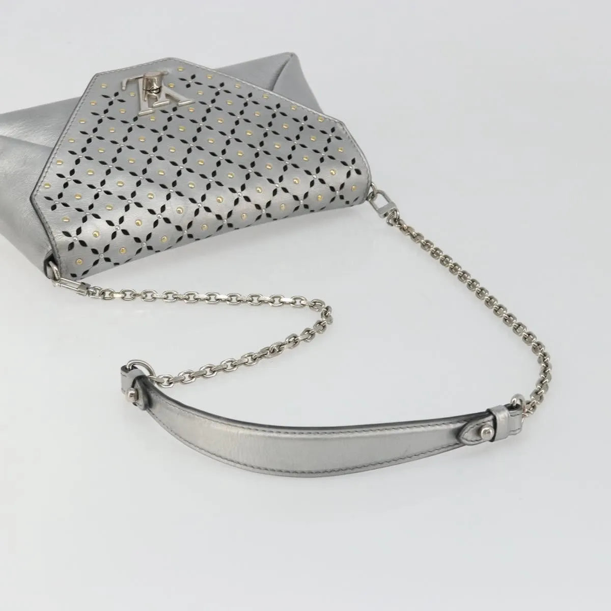 Louis Vuitton Love Note Chain Clutch Leather Silver Leather Shoulder Bag Bag (Pre-Owned)
