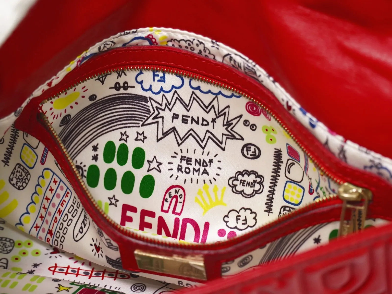 Fendi Mamma Baguette Leather Red Leather Handbag (Pre-Owned)