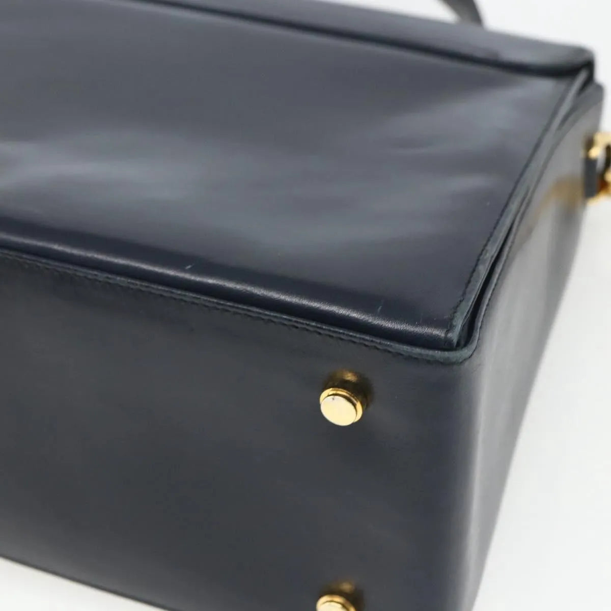 Salvatore Ferragamo Gancini Convertible Top Handle Leather Navy Leather Handbag (Pre-Owned)