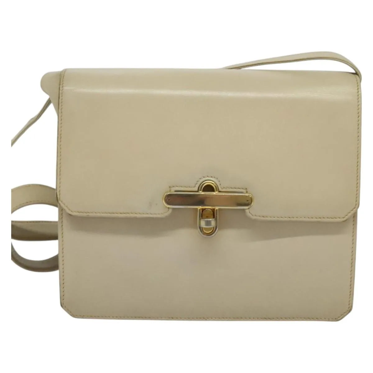 Gucci Vintage Flap Leather Beige Leather Shoulder Bag Bag (Pre-Owned)