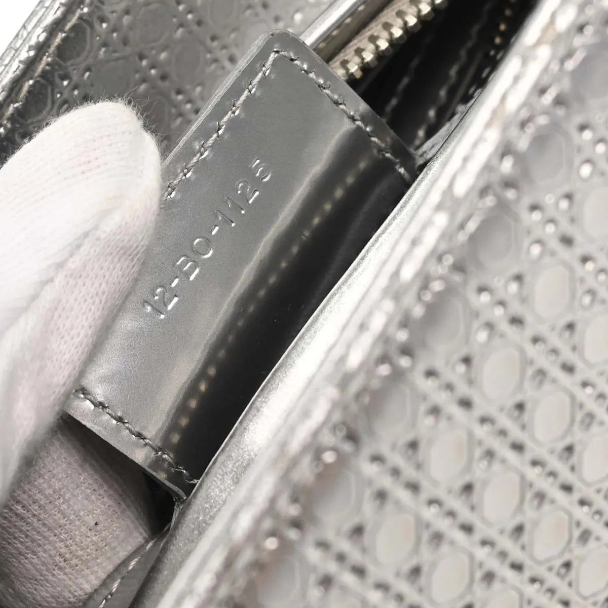 Christian Dior Lady Dior Micro Cannage Metallic Calfskin Silver Calfskin Handbag (Pre-Owned)