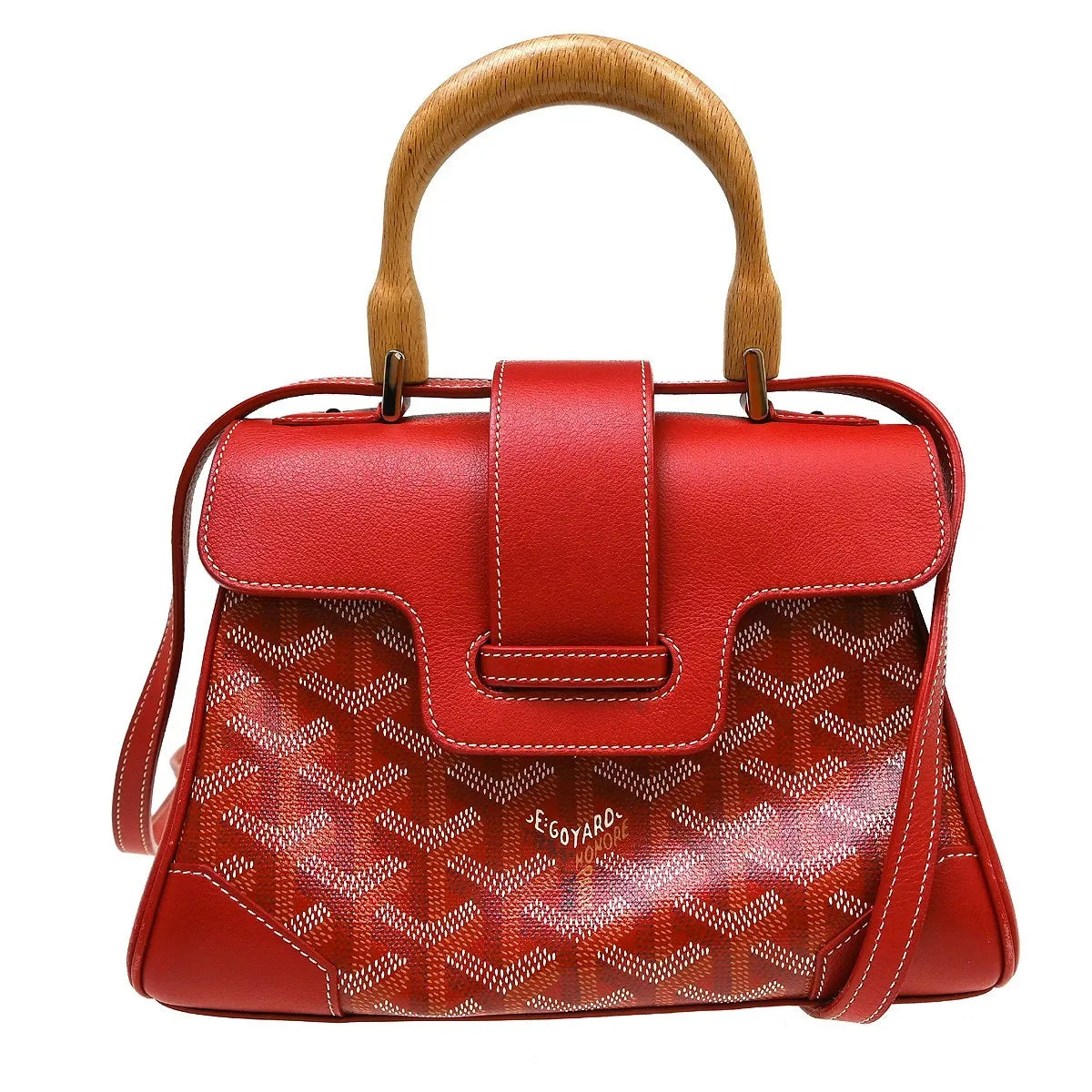 Goyard Saigon Top Handle Coated Canvas With Leather Red Canvas Handbag (Pre-Owned)