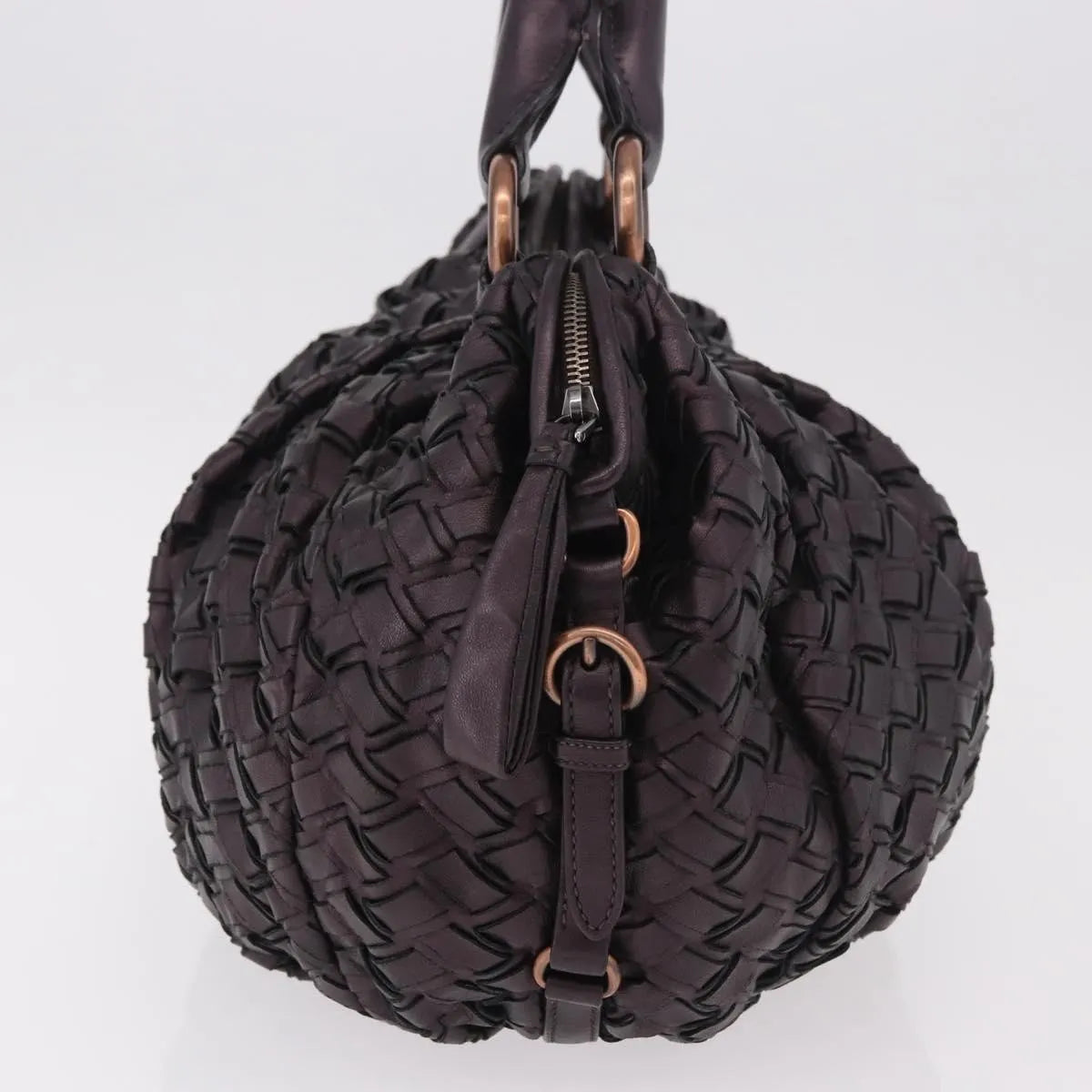 Miu Miu Hobo Woven Leather Purple Leather Handbag (Pre-Owned)