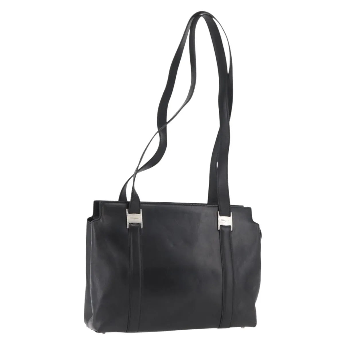 Salvatore Ferragamo Vintage Leather Black Leather Tote Bag Bag (Pre-Owned)