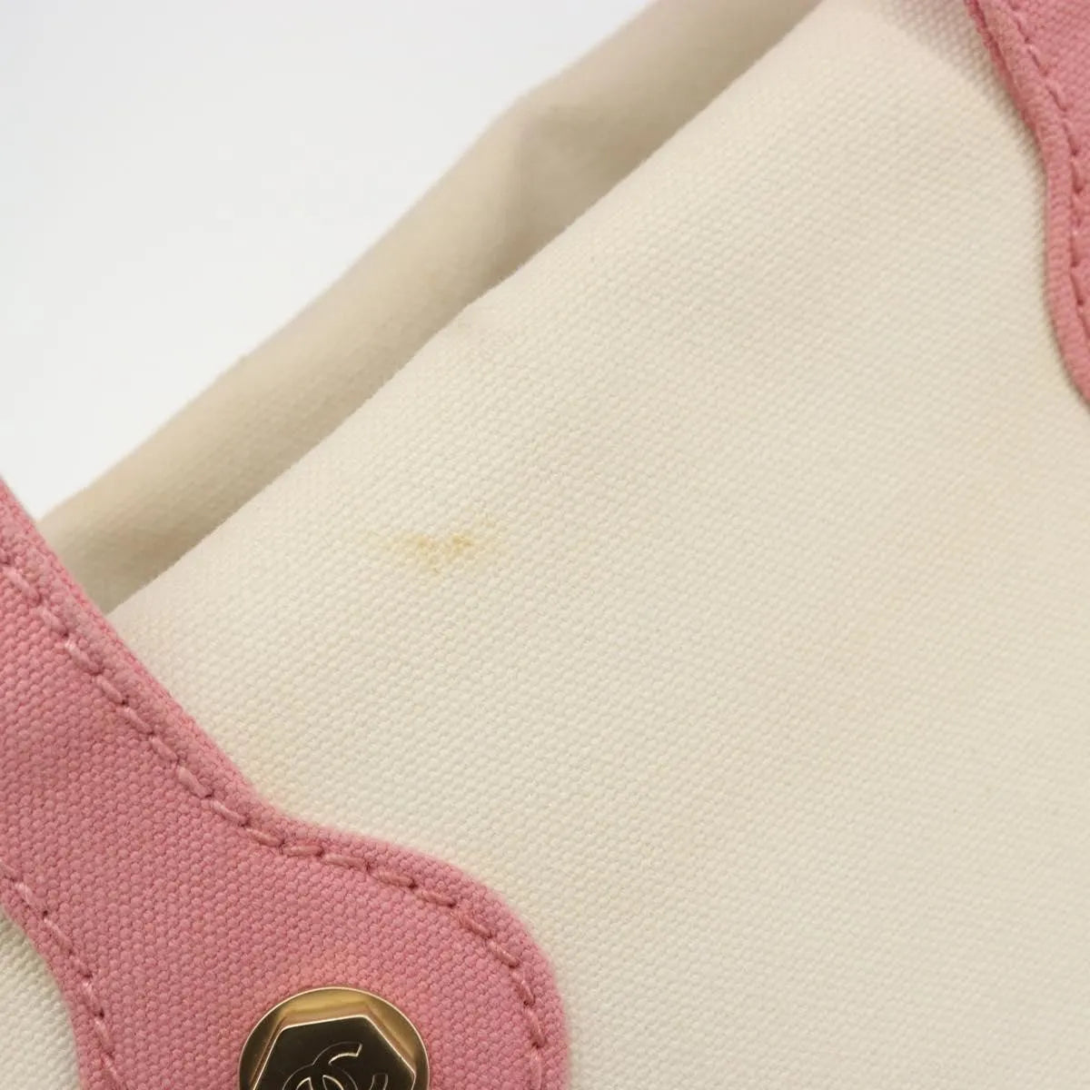 Chanel Vintage Cc Tote Canvas Beige Canvas Tote Bag Bag (Pre-Owned)