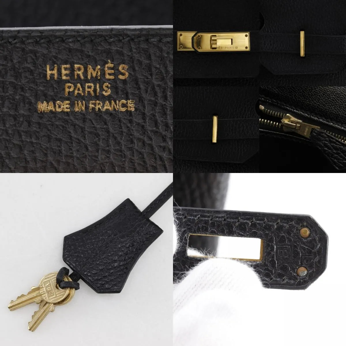 Hermes Birkin Black Ardennes With Gold Hardware Brown Leather Handbag (Pre-Owned)