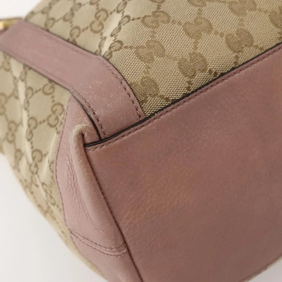 Gucci Vintage Interlocking G Canvas And Leather Beige Canvas Handbag (Pre-Owned)