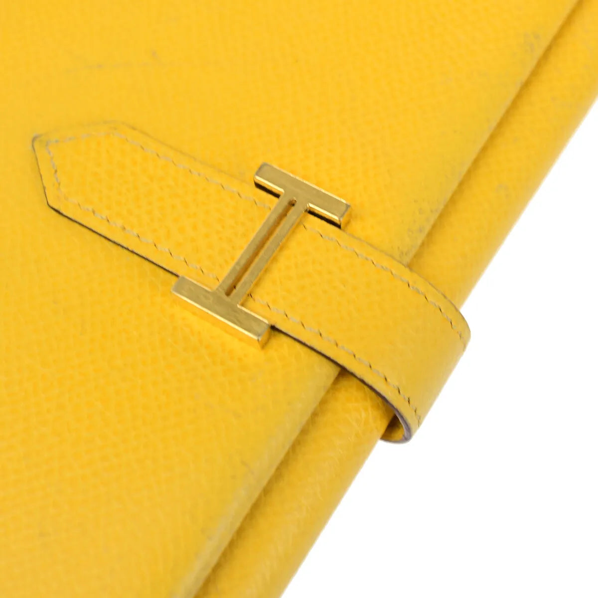 Hermes Bearn Trifold Epsom Yellow Leather Wallets Accessory (Pre-Owned)