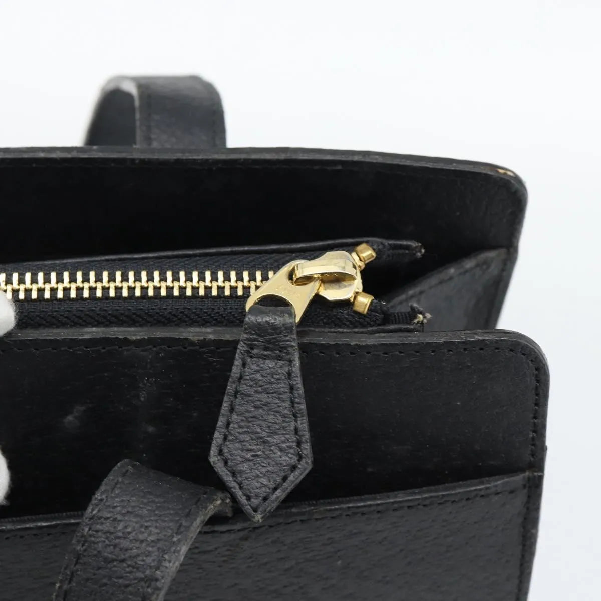 Saint Laurent Vintage Leather Black Leather Tote Bag Bag (Pre-Owned)