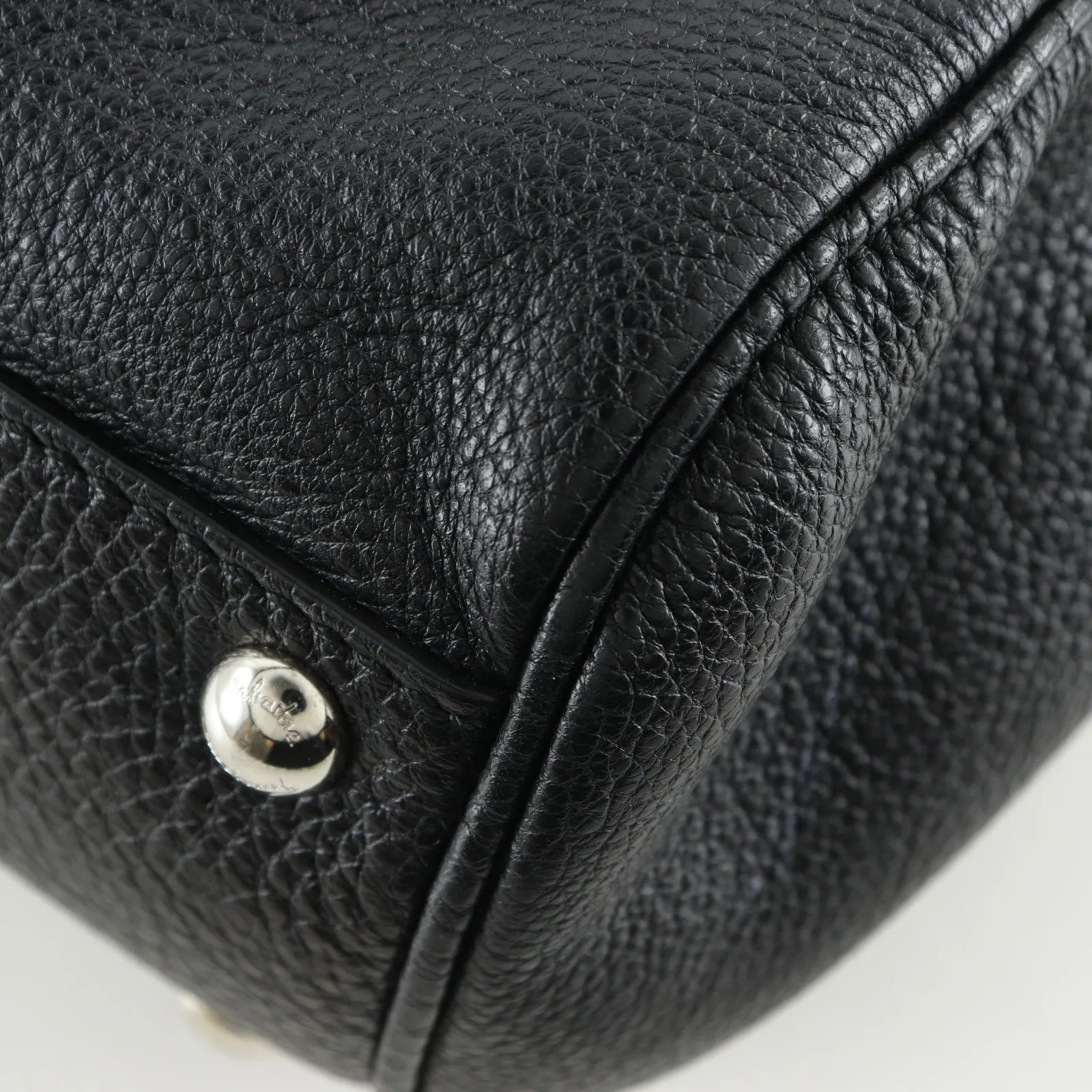 Salvatore Ferragamo Gancini Satchel Leather Black Leather Shoulder Bag Bag (Pre-Owned)