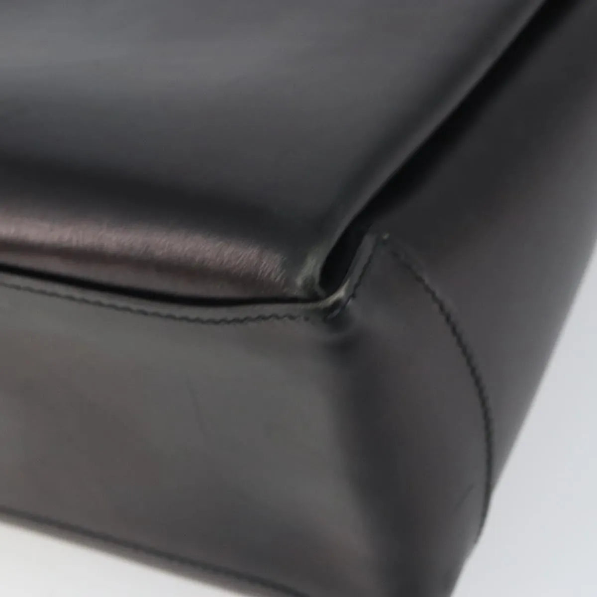 Gucci Vintage Convertible Box Leather Black Leather Handbag (Pre-Owned)